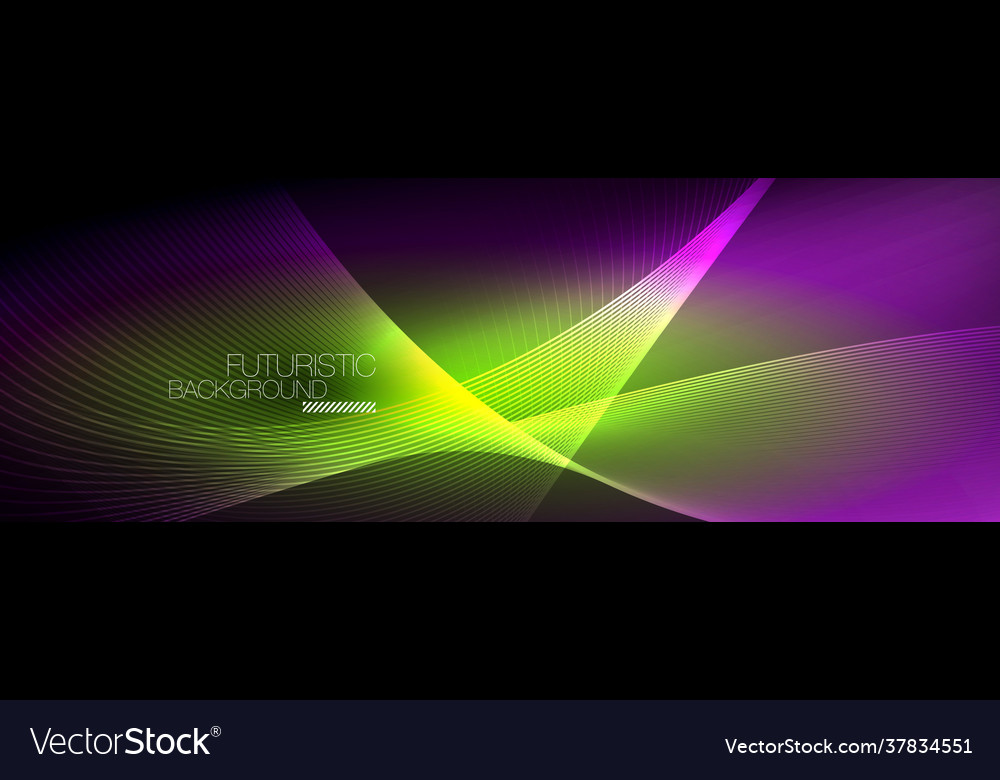 Abstract neon glowing light in dark with waves Vector Image