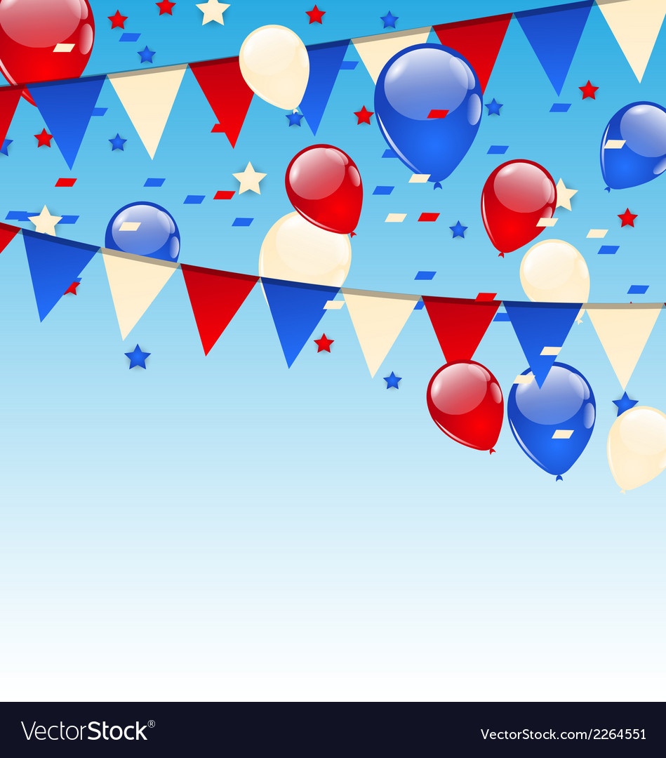 American Background With Balloons In The Blue Sky Vector Image