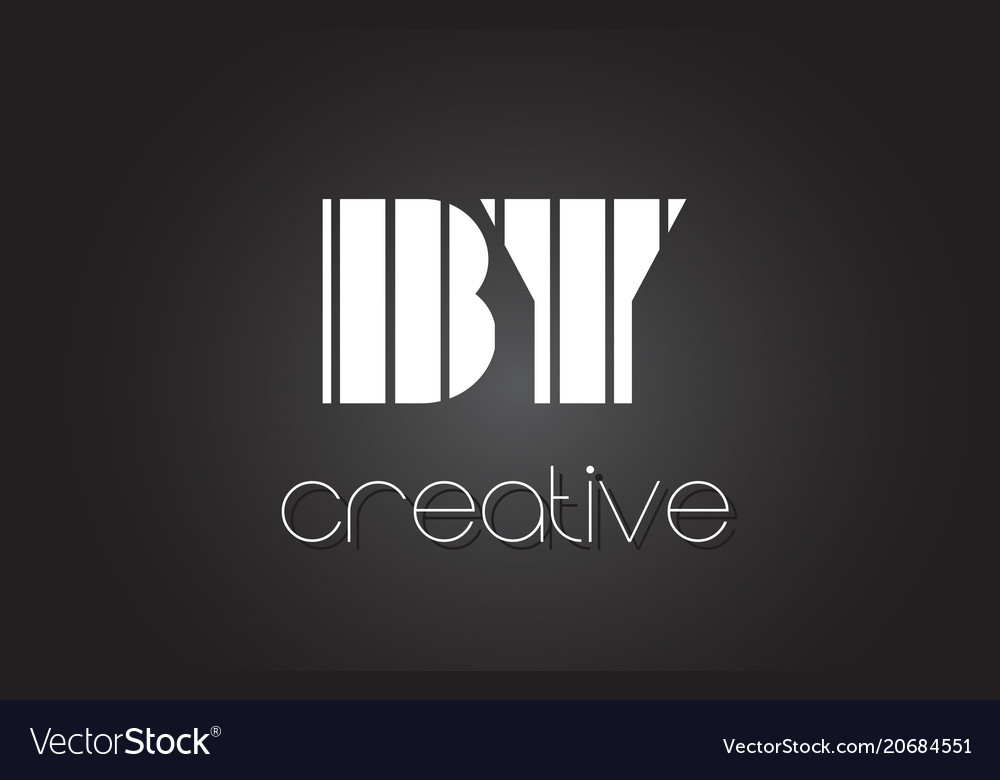 B y letter logo design with white and black