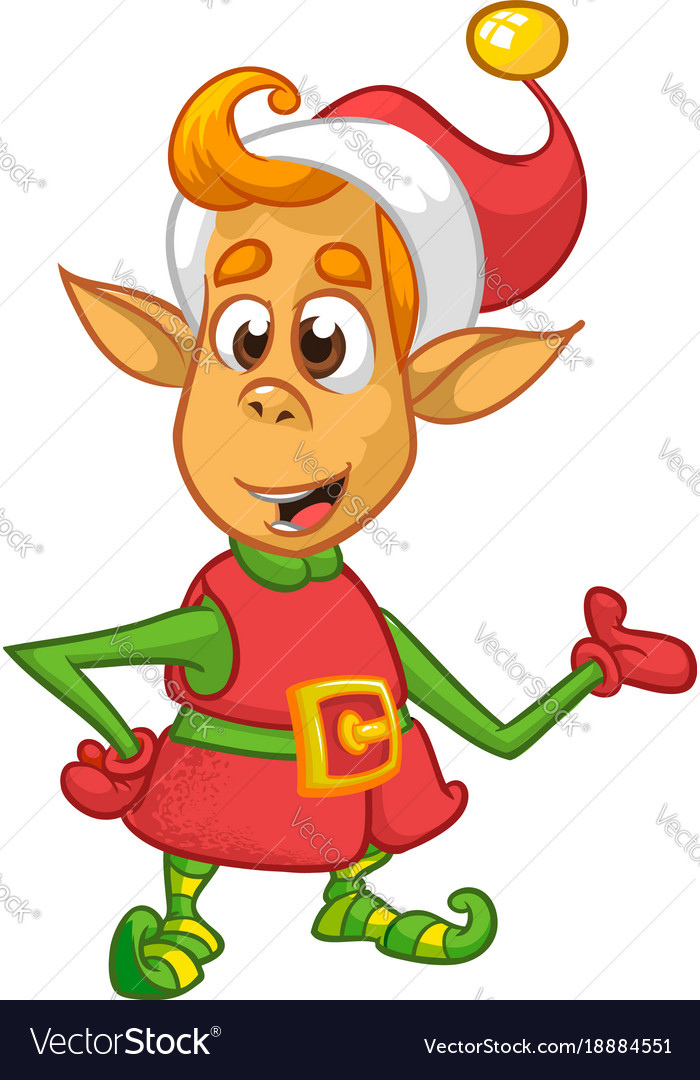 Cartoon of happy christmas elf Royalty Free Vector Image