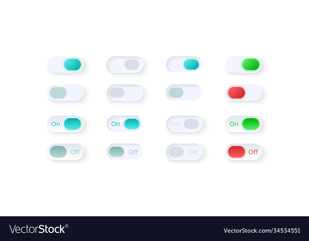 Flip buttons ui elements kit vector image Flip buttons ui elements kit