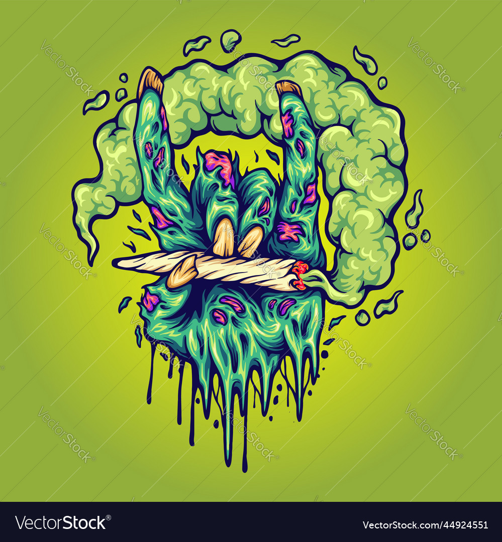 Monster hand smoking weed Royalty Free Vector Image