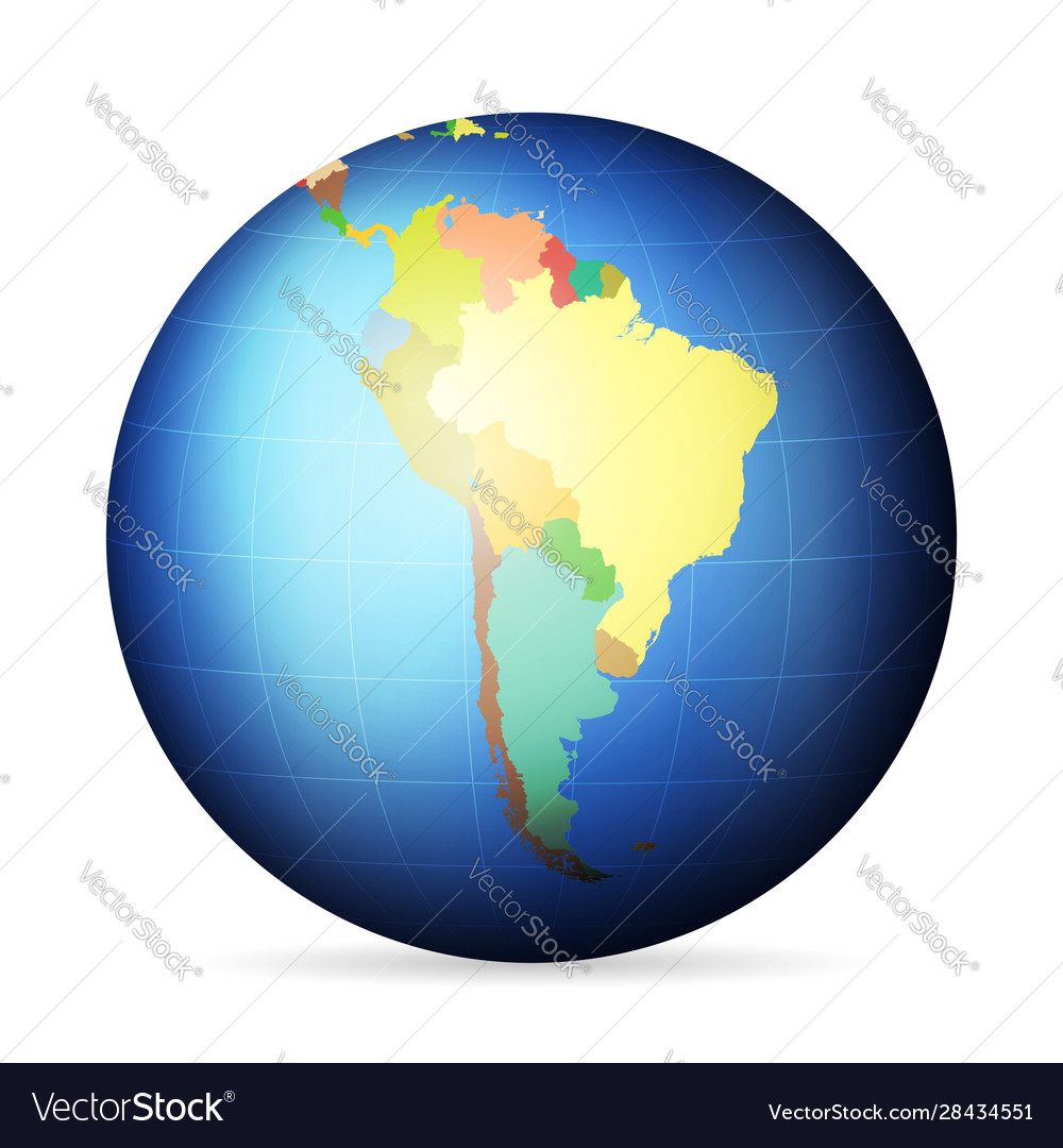 Political globe south america Royalty Free Vector Image