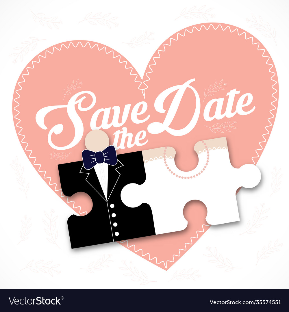 Save date jigsaw wedding couple