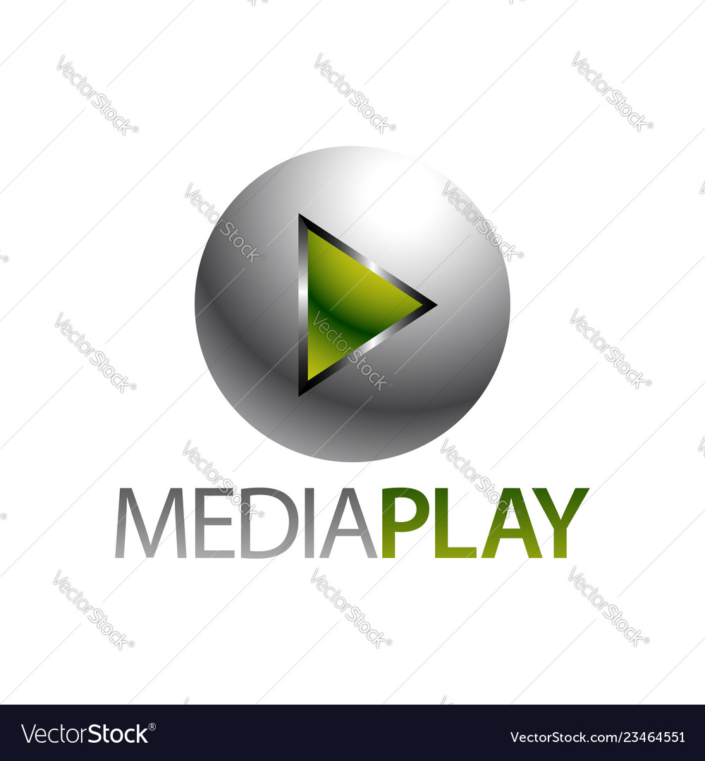 Shiny sphere green media play icon logo concept