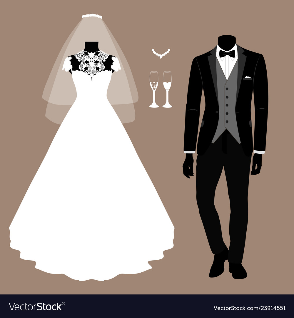 clothes of the bride and Vector Image