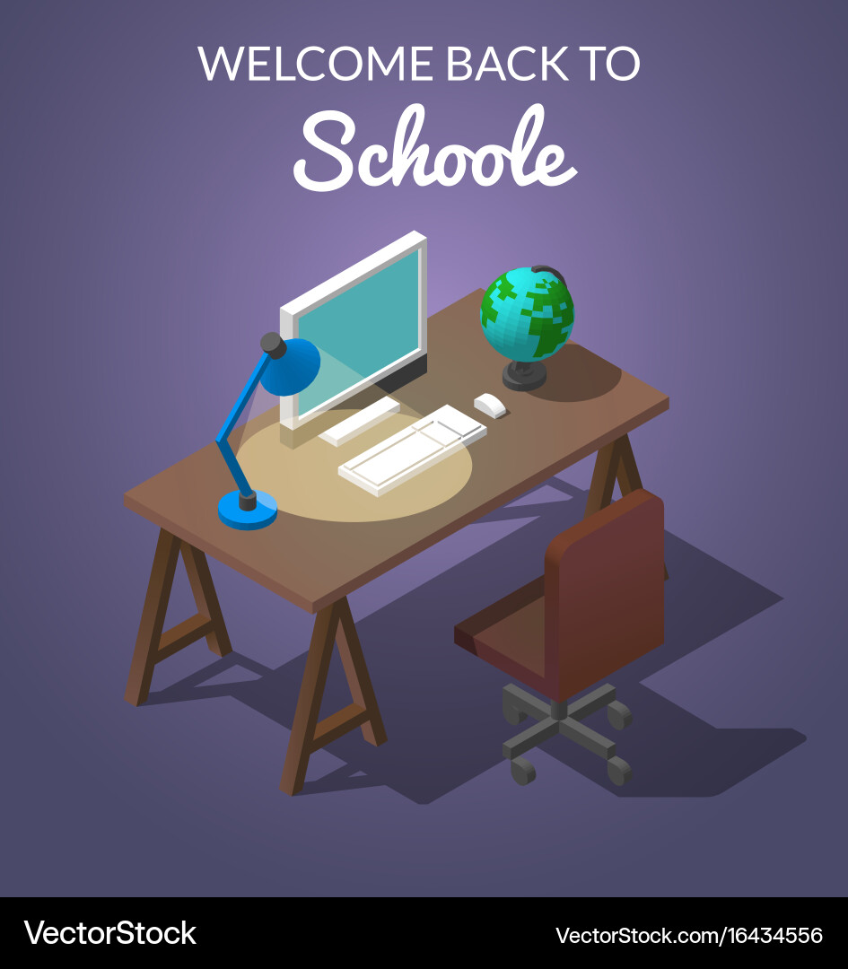 Concept isometric workplace Royalty Free Vector Image