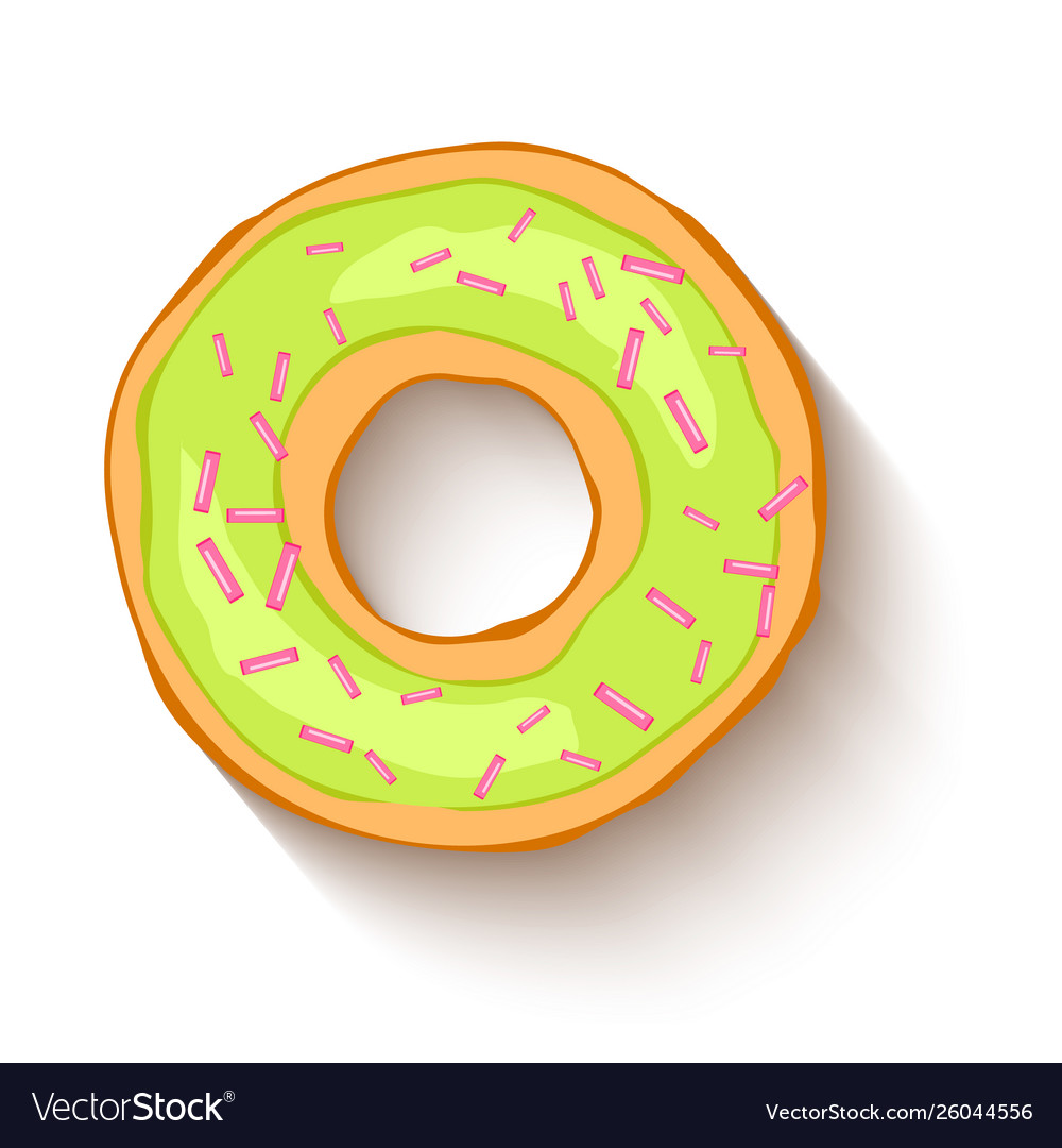 Donut with green icing and sweet grains