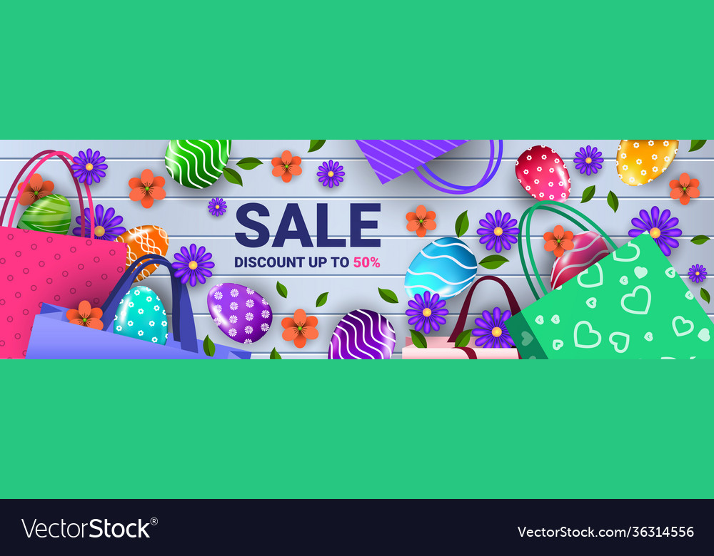 Happy easter holiday celebration sale banner flyer