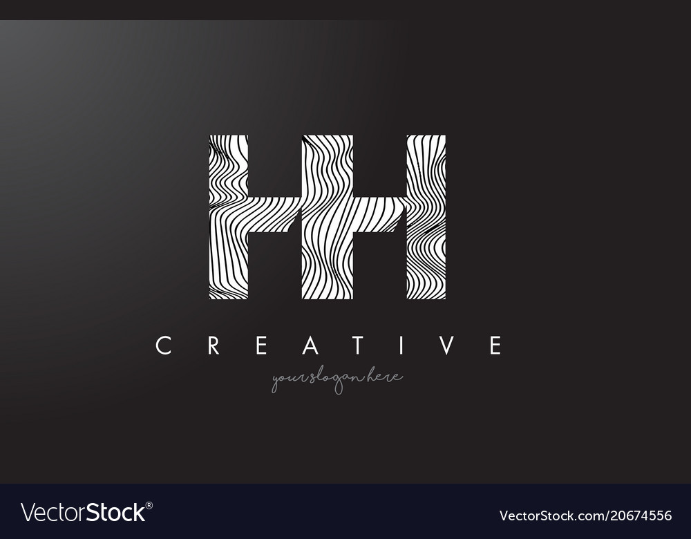 Hh h letter logo with zebra lines texture