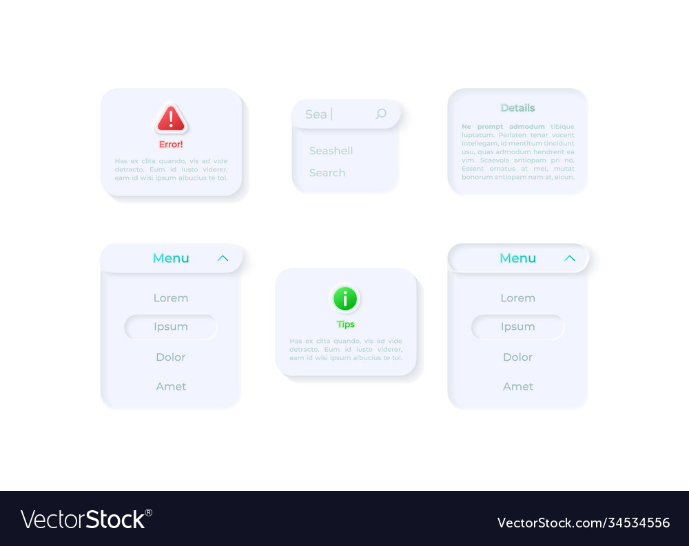 Info panels ui elements kit Royalty Free Vector Image