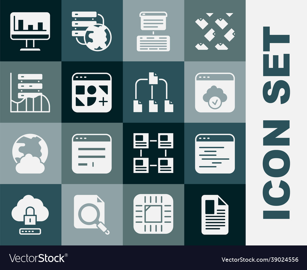 Set file document software cloud technology data vector image Set file document software cloud technology data