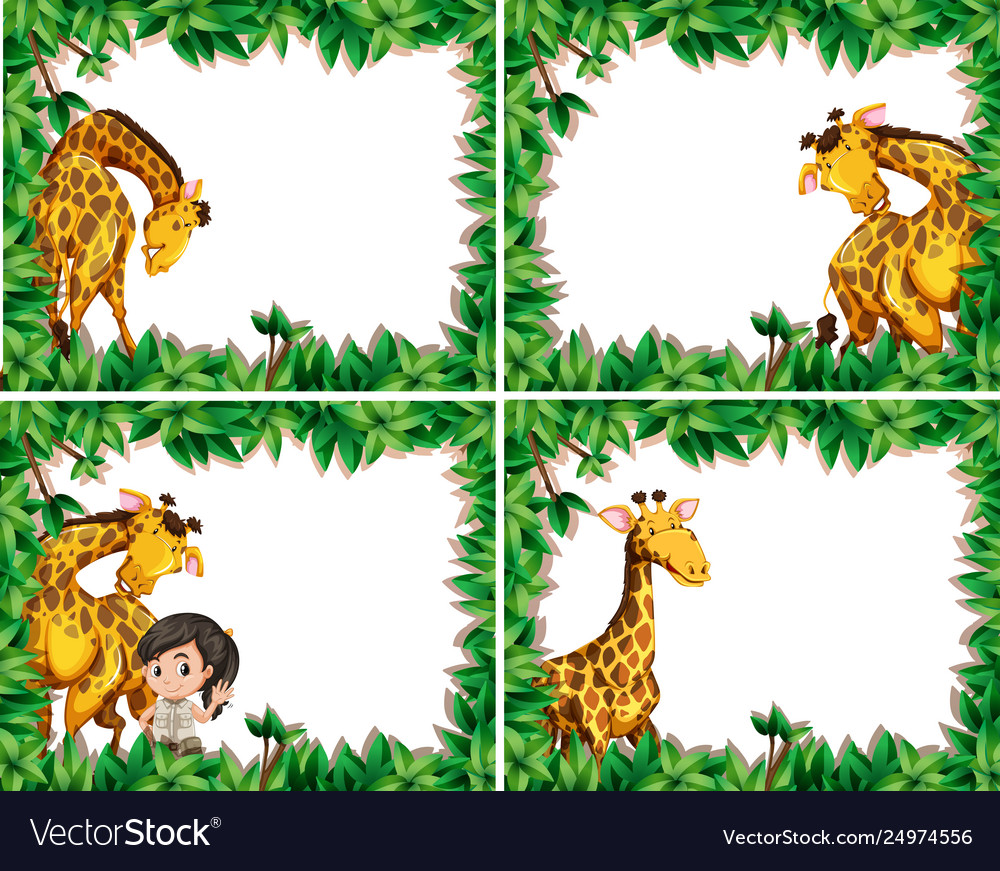 Set giraffe in nature frame