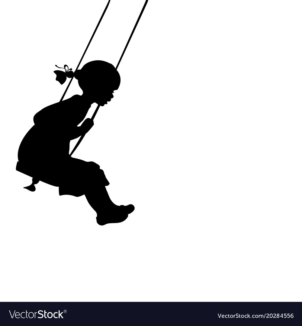 Download Silhouette girl play swinging swing Royalty Free Vector