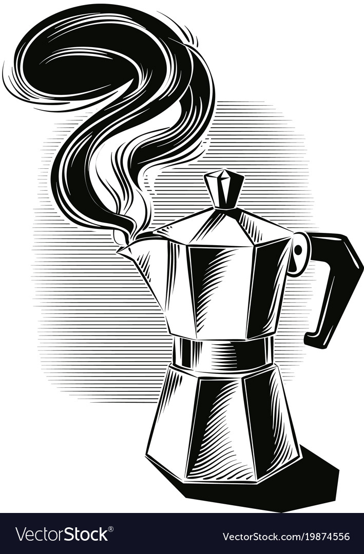 Steaming Italian Coffee Maker Vector Image Steaming Italian Coffee Maker Vector Image