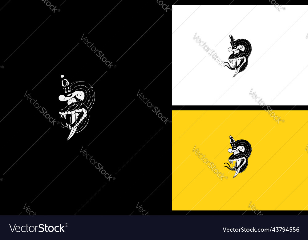 Sword and cobra black and white vector image Sword and cobra black and white