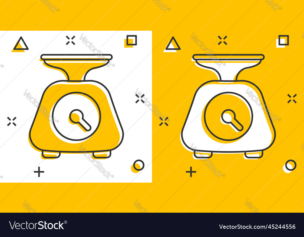 Weight scale icon in comic style mass measurement