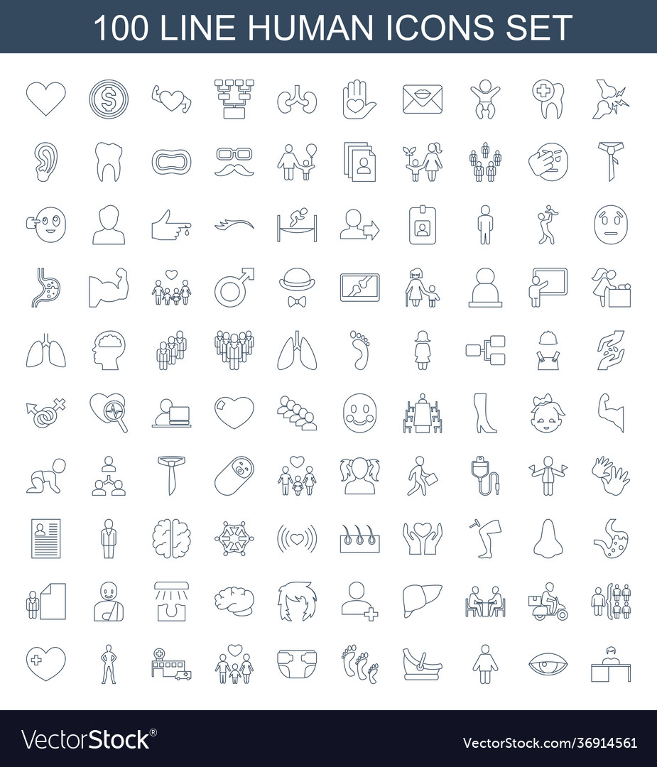 100 human icons Royalty Free Vector Image - VectorStock