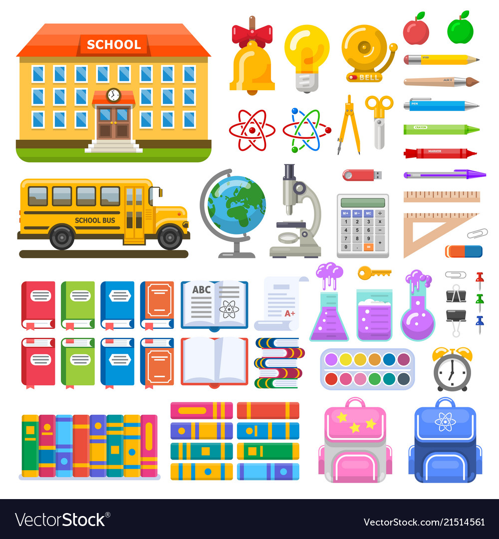 Awesome set of school objects and elements Vector Image