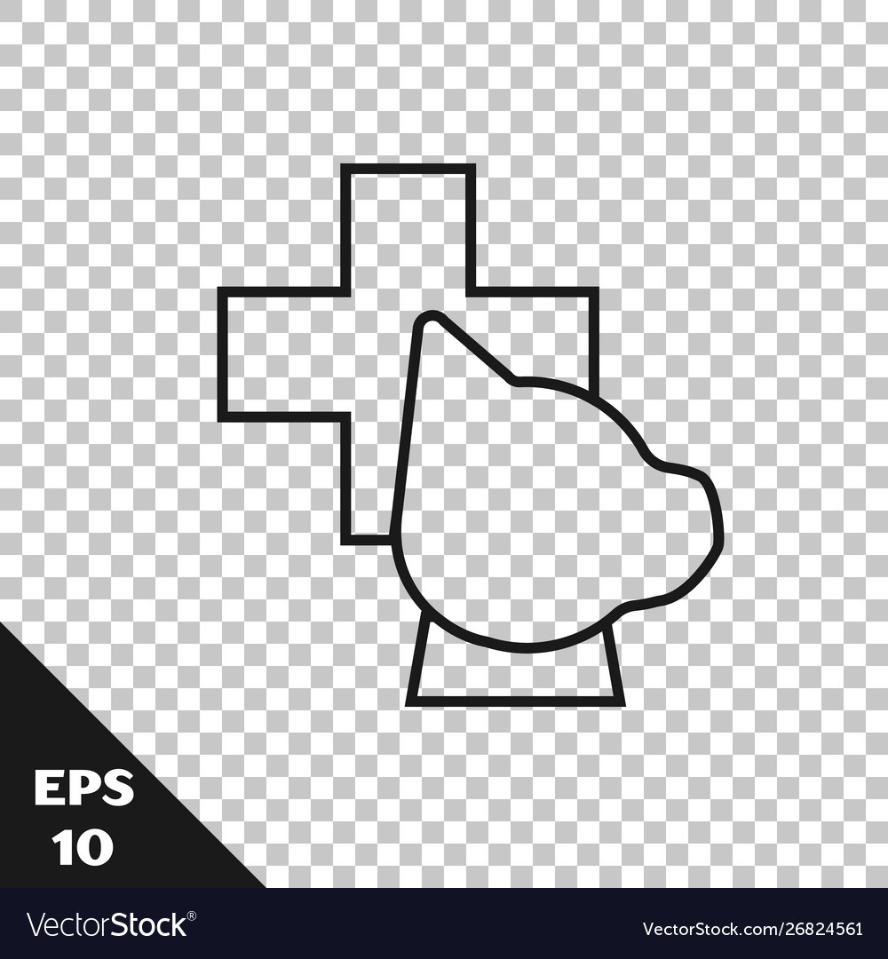 Black line veterinary clinic symbol icon isolated vector image Black line veterinary clinic symbol icon isolated