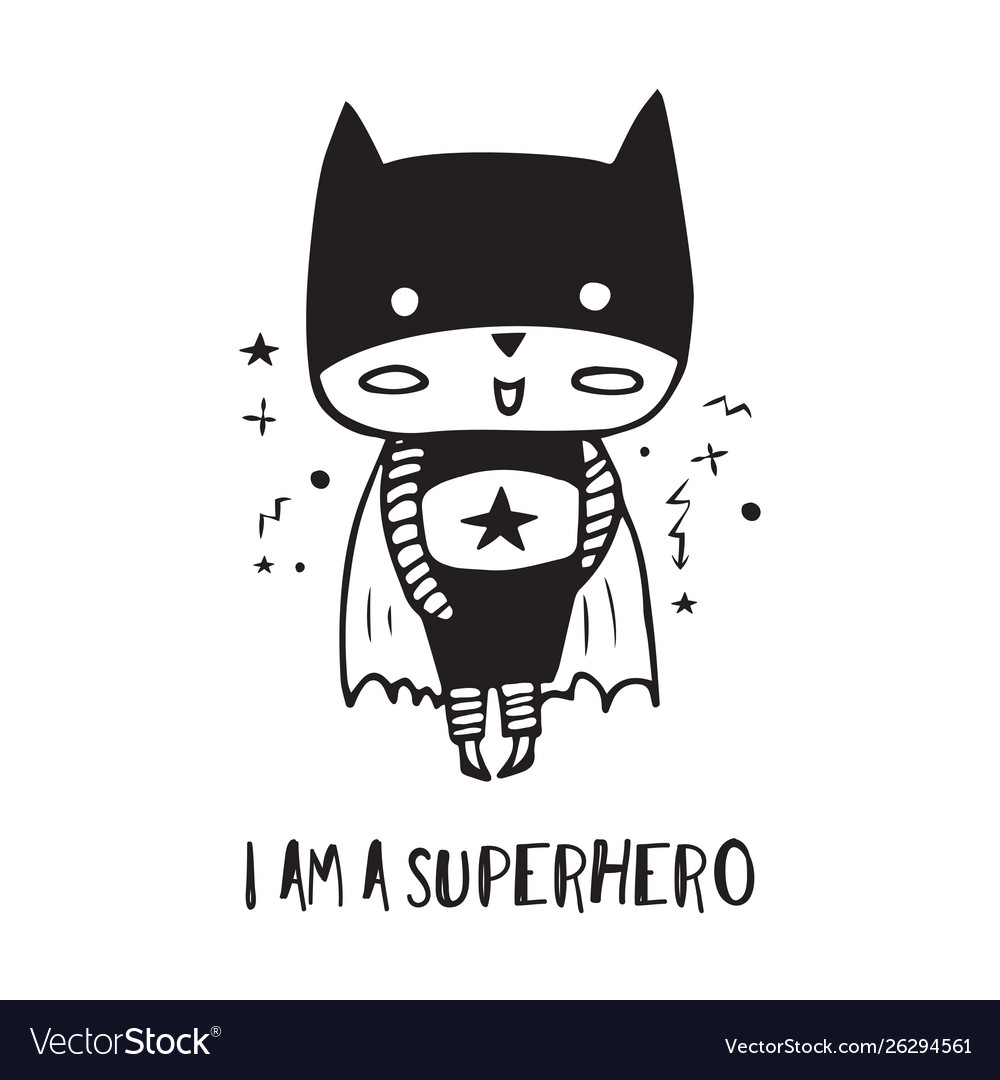 Cartoon superhero in black costume Royalty Free Vector Image