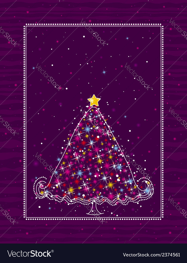 Christmas tree on the purple background