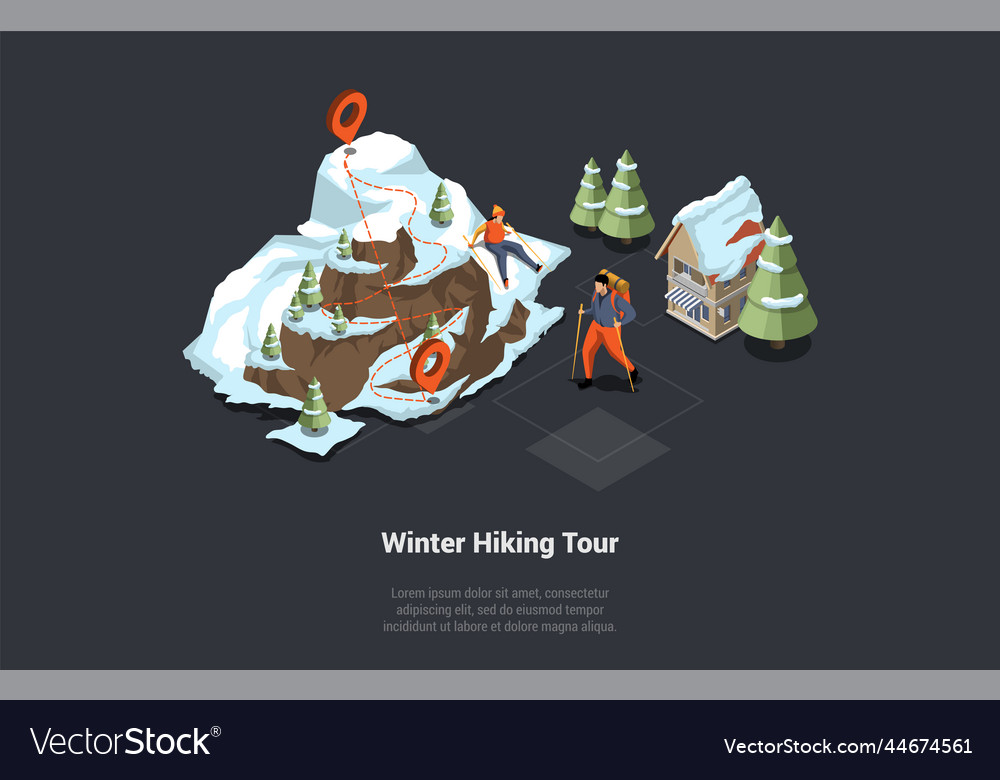 Concept Of Adventures Hiking Winter Exploring Vector Image Concept Of Adventures Hiking Winter Exploring Vector Image