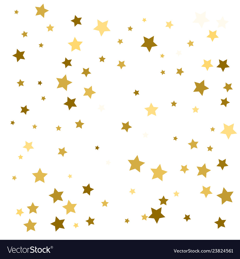 Gold star confetti rain festive holiday Royalty Free Vector