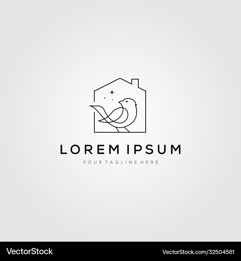 Line art bird cage logo design minimalist Vector Image