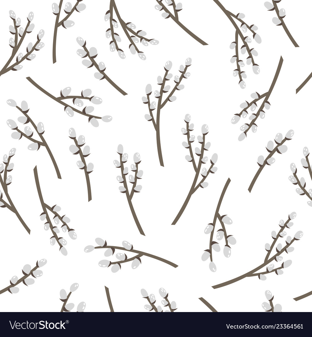 Seamless pattern with branch of willow