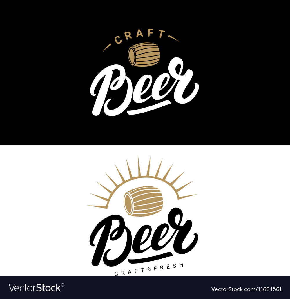 Set of beer hand written lettering logos labels Vector Image