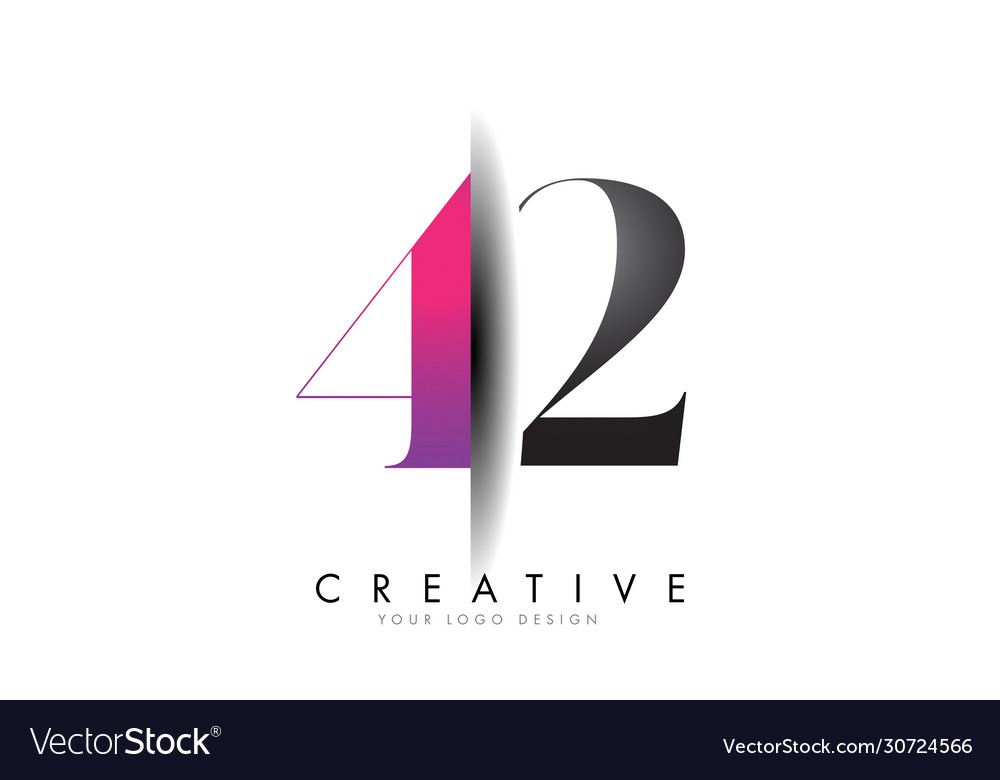 42 4 2 grey and pink number logo with creative Vector Image