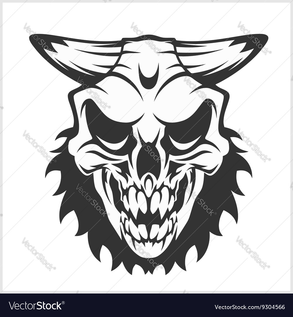 Horned skull - isolated on white