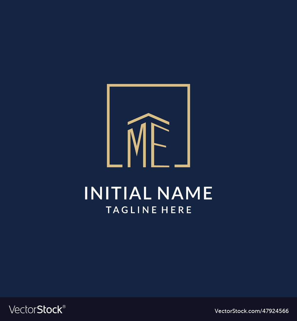 Initial me square lines logo modern and luxury Vector Image