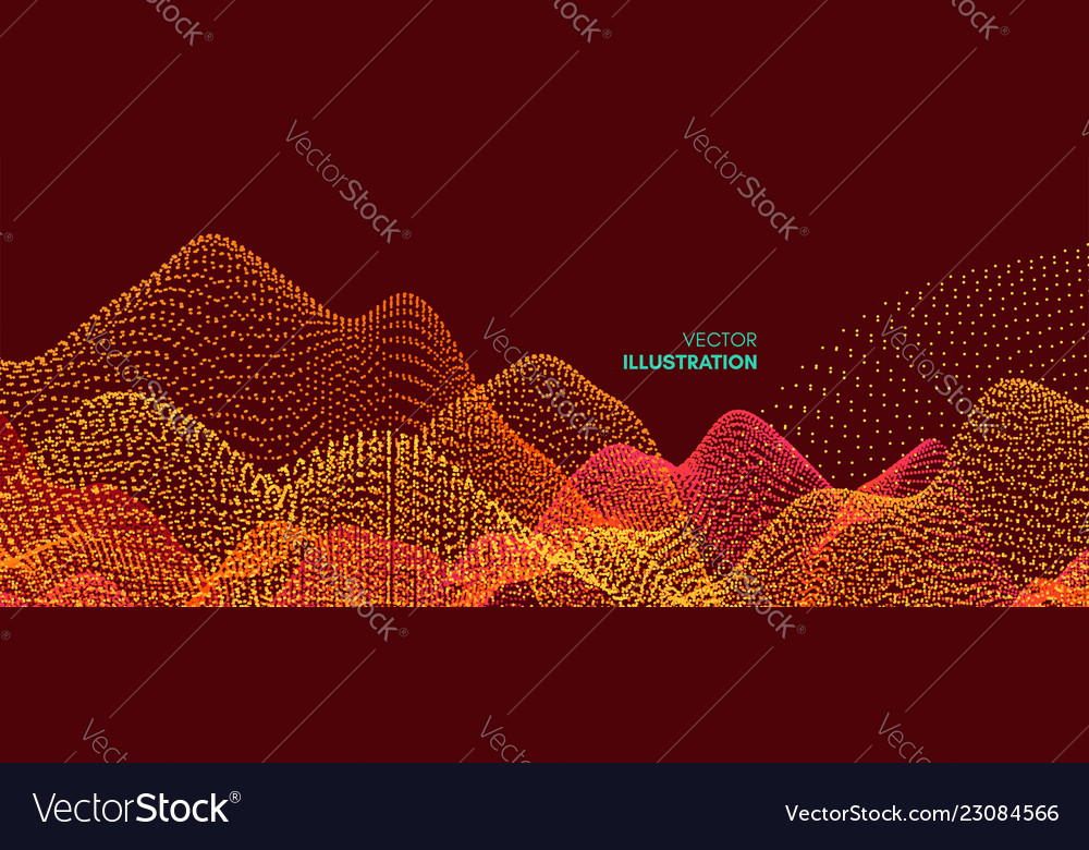 Landscape background terrain cyberspace grid 3d