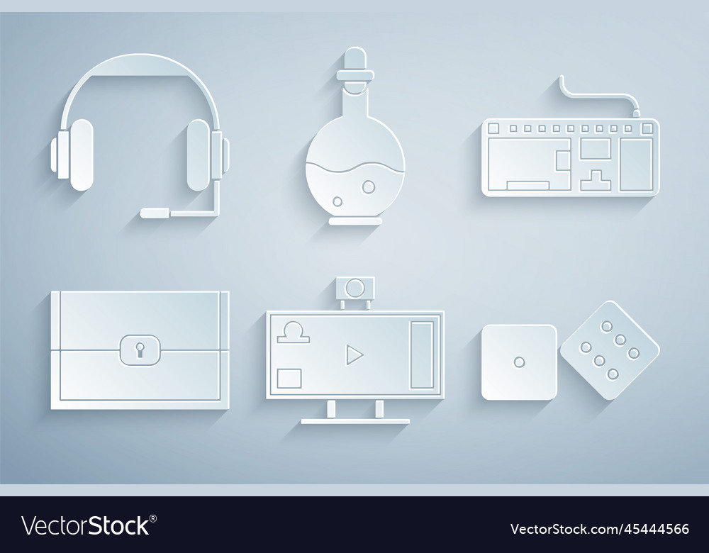 Set live streaming online computer keyboard vector image Set live streaming online computer keyboard