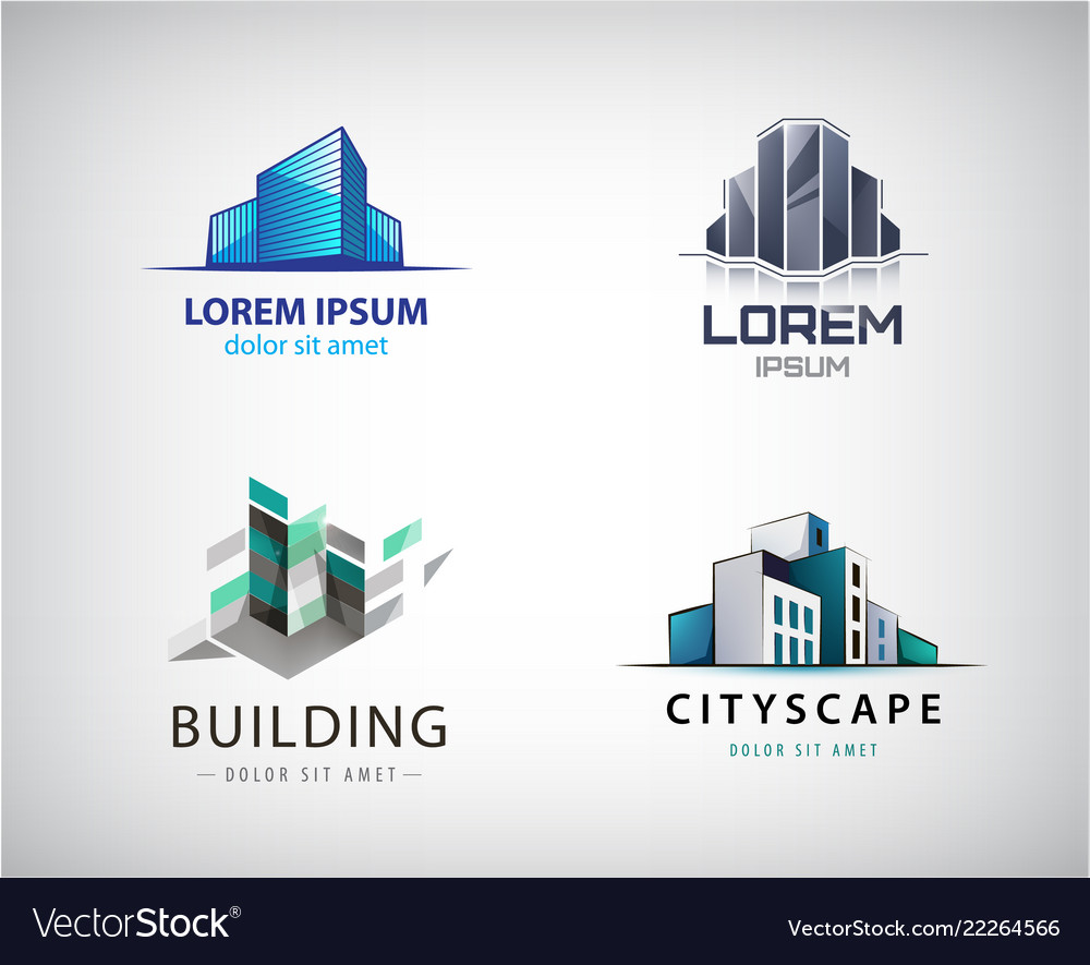 set of colorful real estate logos city and vector image real estate logos