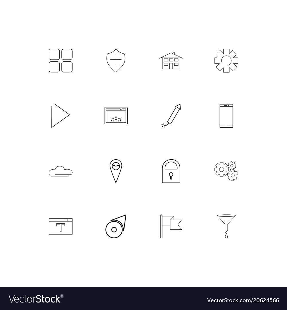 Web and text simple linear icons set outlined