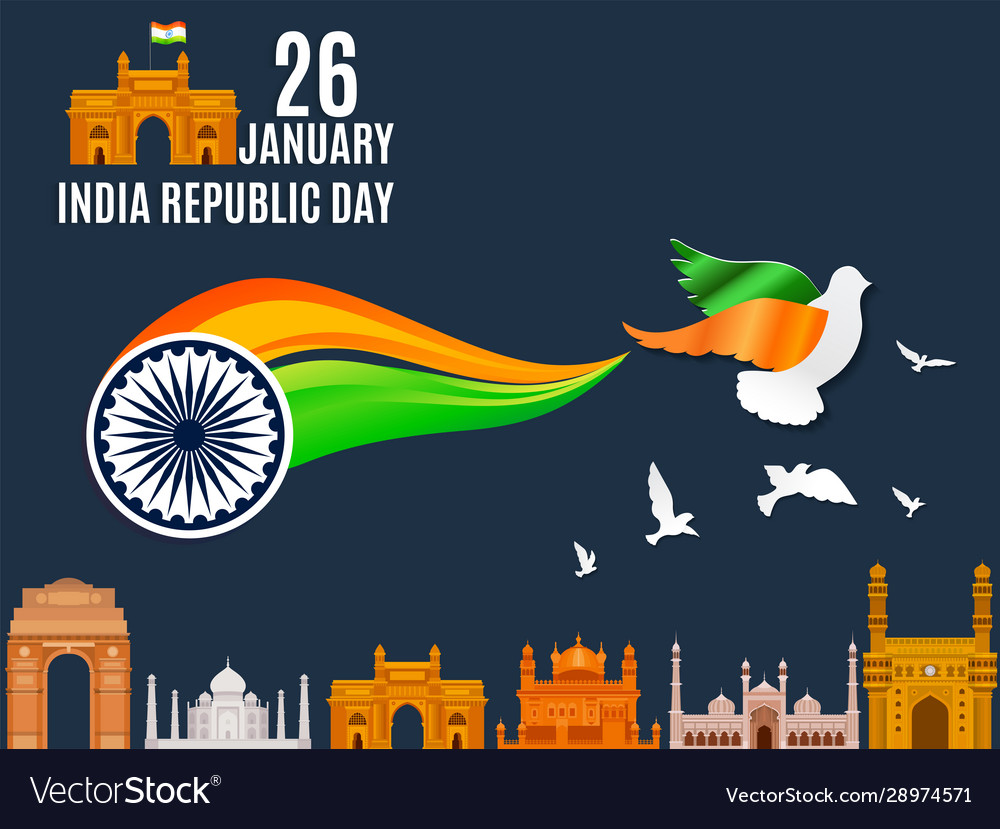 26th january republic day india Royalty Free Vector Image