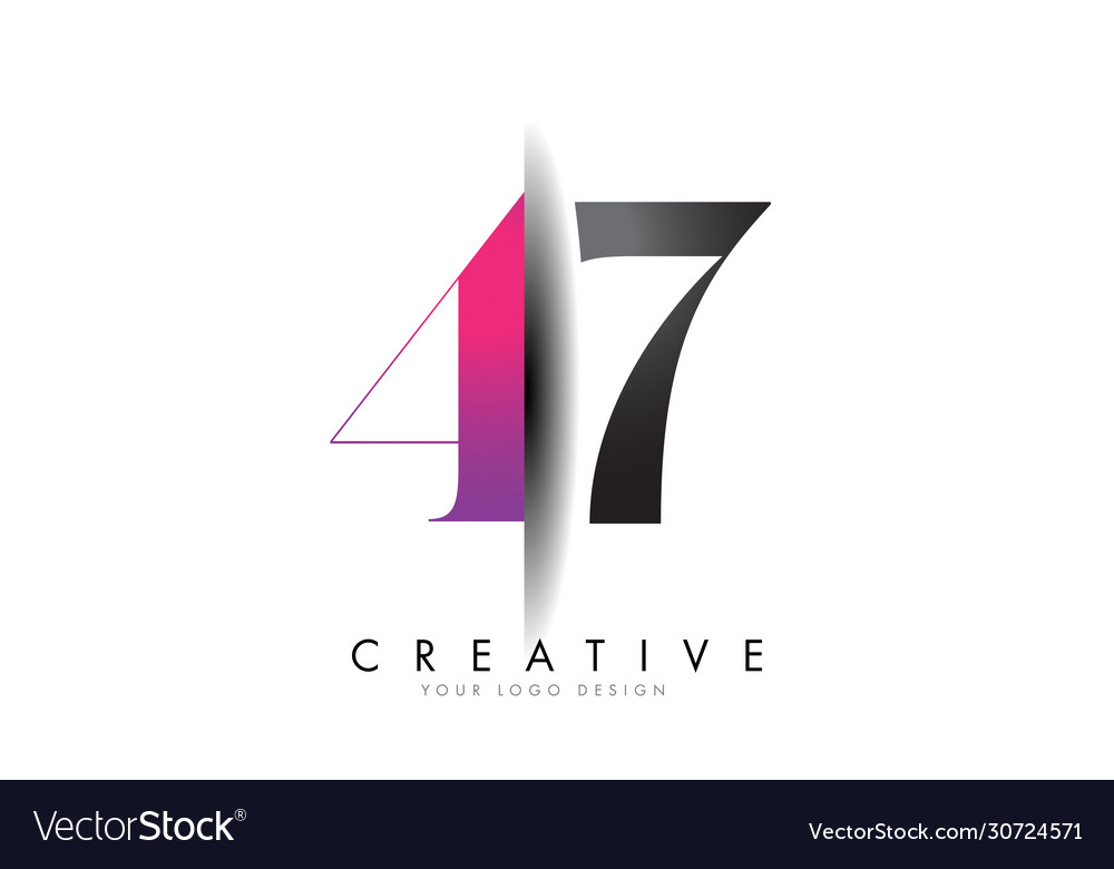 47 4 7 grey and pink number logo with creative