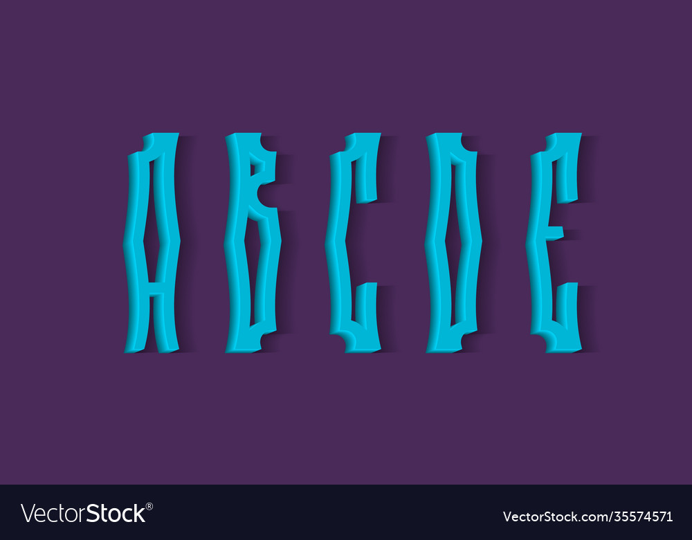 A b c d e crooked blue 3d Buchstaben mit Schatten