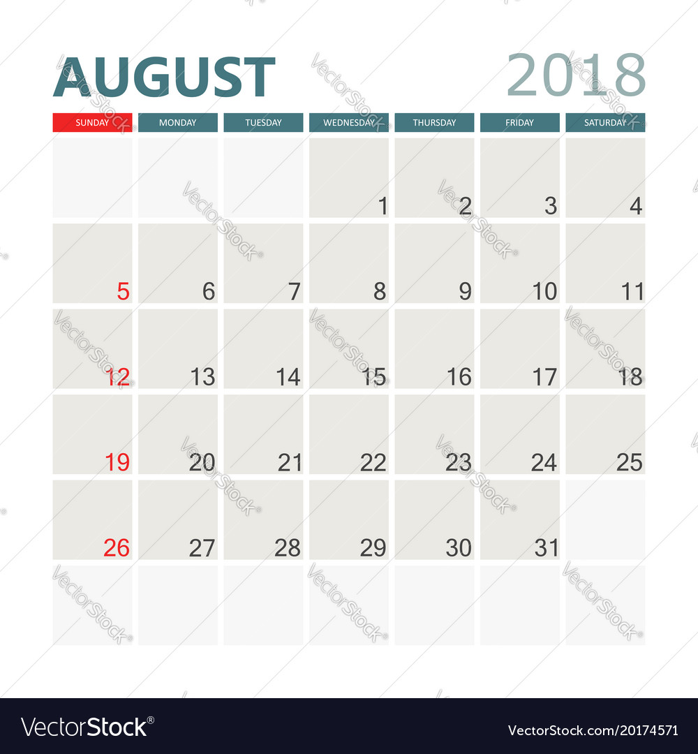 August 2018 Kalenderplaner Design