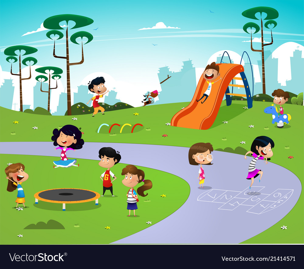 Children playing in the playground Royalty Free Vector Image