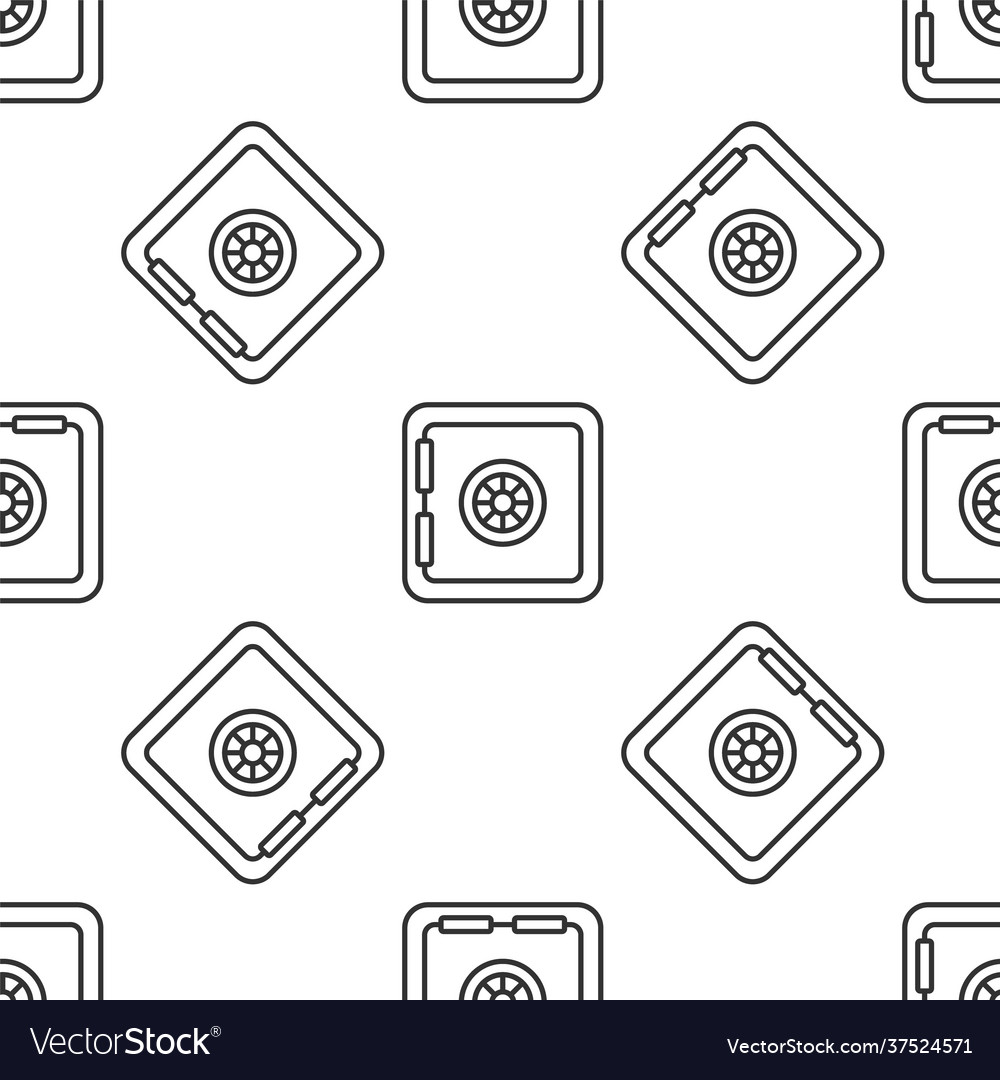 Grey line safe icon isolated seamless pattern