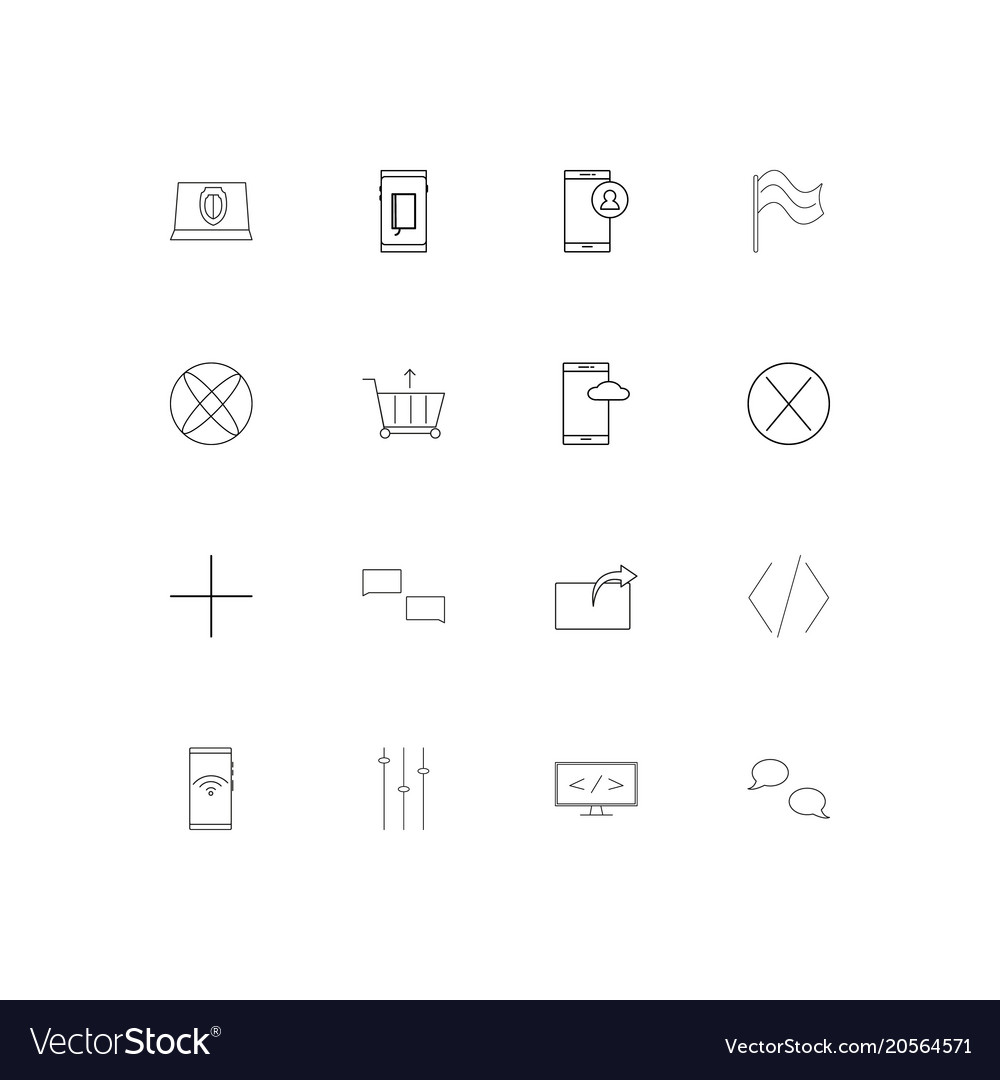 Internet technologies simple linear icons set