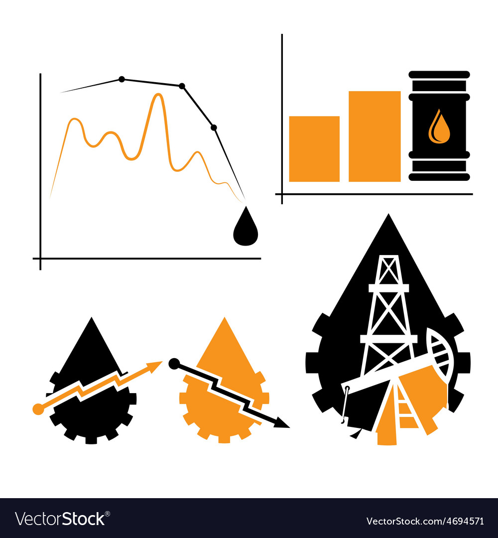 Oil industry elements and diagram fall rise