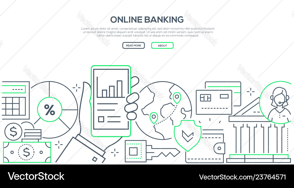 Online Banking Modern Line Design Style Web Vector Image