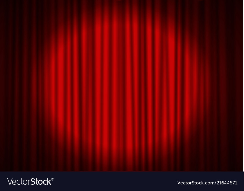 Red Curtain With Spotlight In Theater Velvet Fabr Vector Image