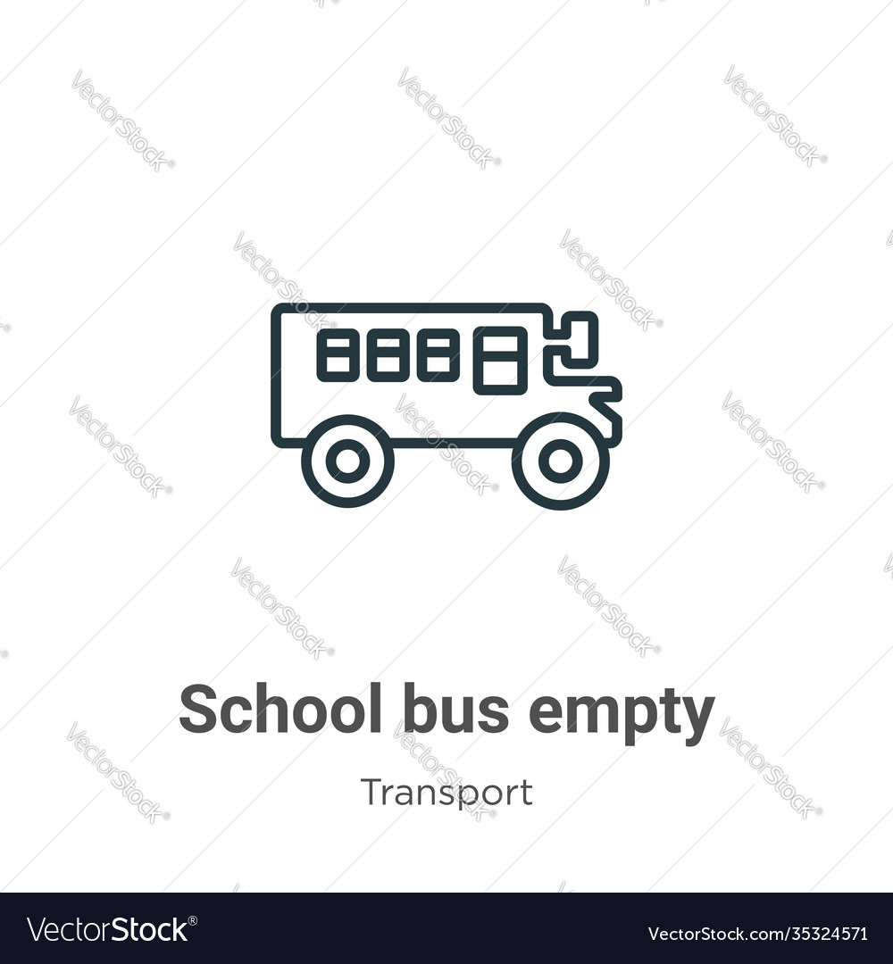 School bus empty outline icon thin line black