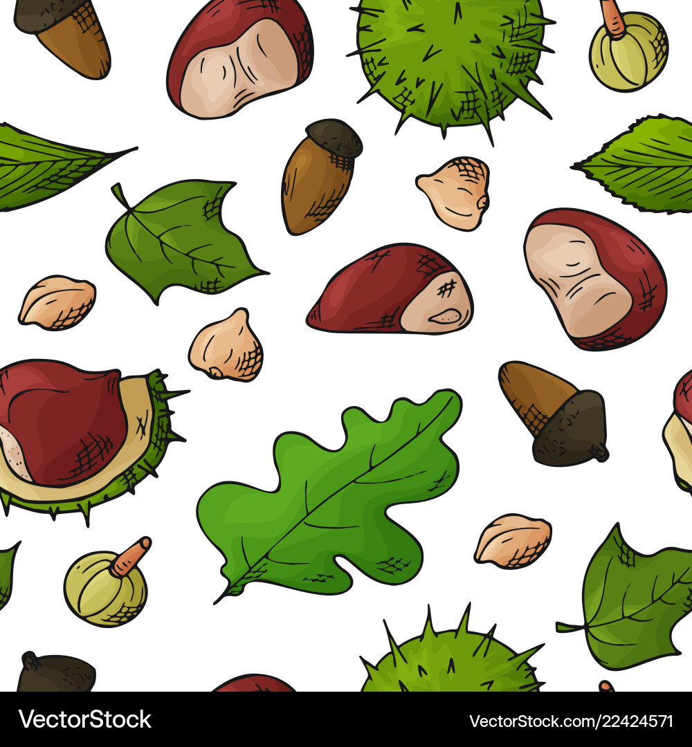 Seamless pattern with nuts and seeds Royalty Free Vector